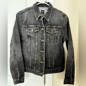 GAP Gray Fitted Denim Jacket Size M